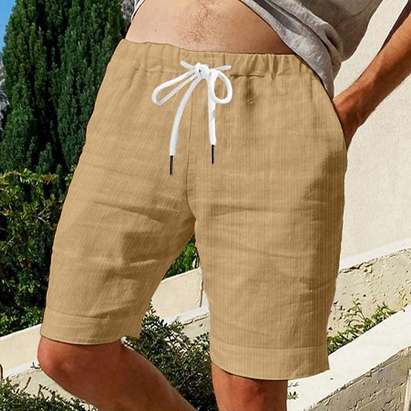 Men's Shorts Summer Shorts Beach Shorts Casual Shorts Pocket Drawstring Elastic Waist Stripe Comfort Short Sports Outdoor Daily Going out Fashion Casual Black White Micro-elastic