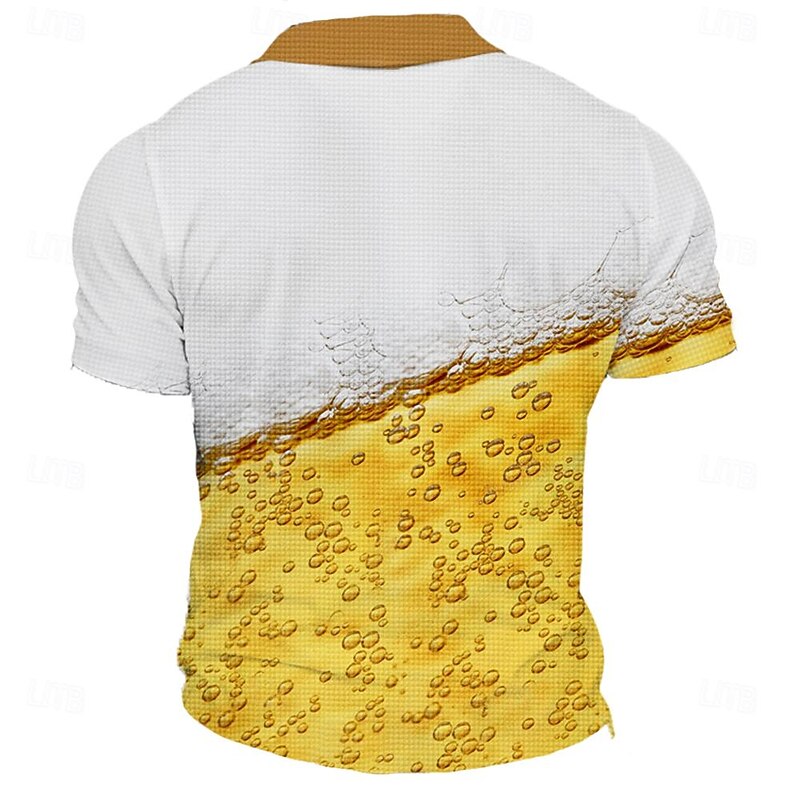 Men's Bear Polo Shirts Short Sleeve Polo Shirts Turndown Sportswear Abstract Casual Street Daily Holiday Beach 3D Print Spring & Summer Yellow2