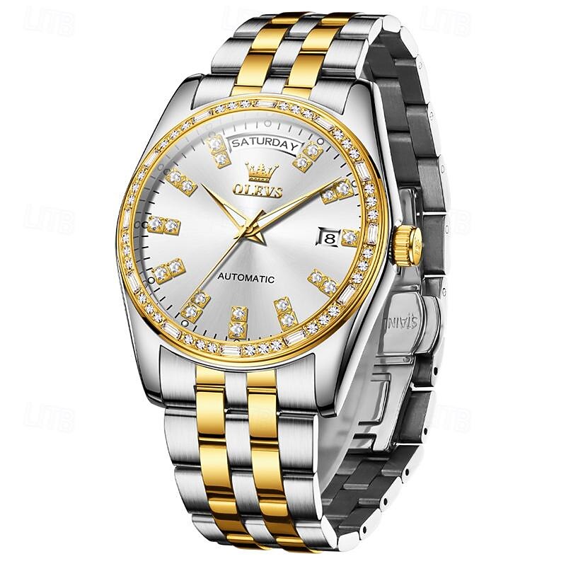 New Olevs Brand Men'S Business Watch Luminous Calendar Diamond-Set Fashion Trend Automatic Mechanical Watch Casual Waterproof Sports Watch3