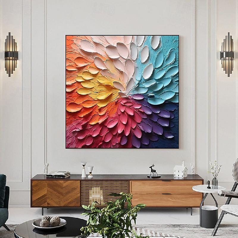 Original Textured Flower Oil Painting On Canvas Large Wall Art Abstract Minimalist Art Custom Painting Colorful Wall Decor Living Room Art2