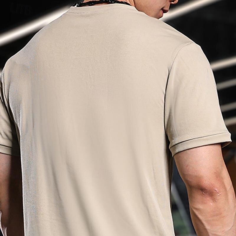 Men's Button T Shirt T Shirt Henley Shirt Tee Short Sleeve Henley Spring & Summer Plain Fashion Designer Basic Vacation Street Going out Apricot Black Green Top Tee for Men3