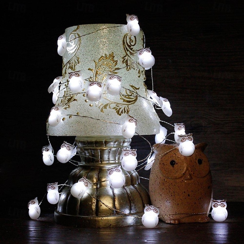 Owl Snow Bird String Lights Decorations, 3M-30LED Summer String Lights Battery Operated with Remote for Indoor, Christmas Tree Party Haunted Spooky Lights Halloween3