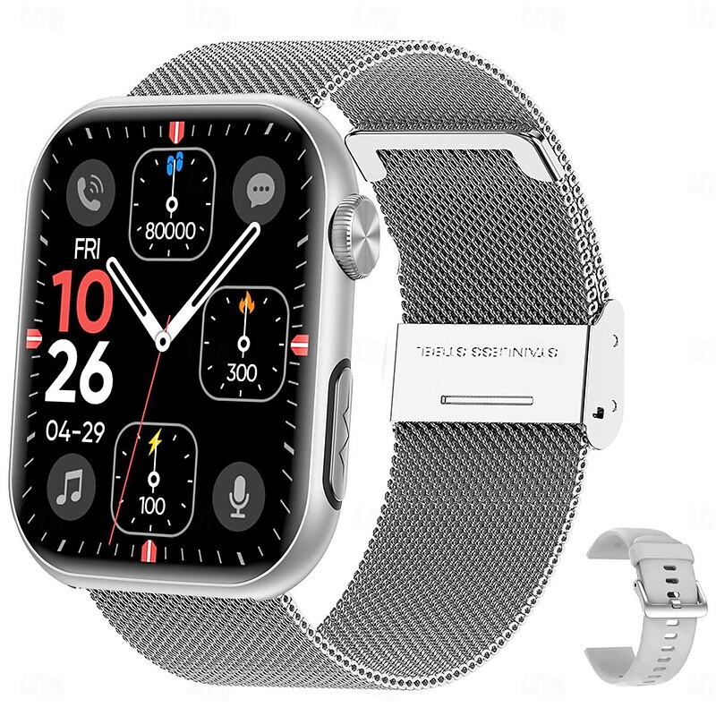 iMosi MT500 Smart Watch 1.97 inch Smartwatch Fitness Running Watch Bluetooth ECG+PPG Temperature Monitoring Pedometer Compatible with Android iOS Women Men Hands-Free Calls Waterproof Media Control4