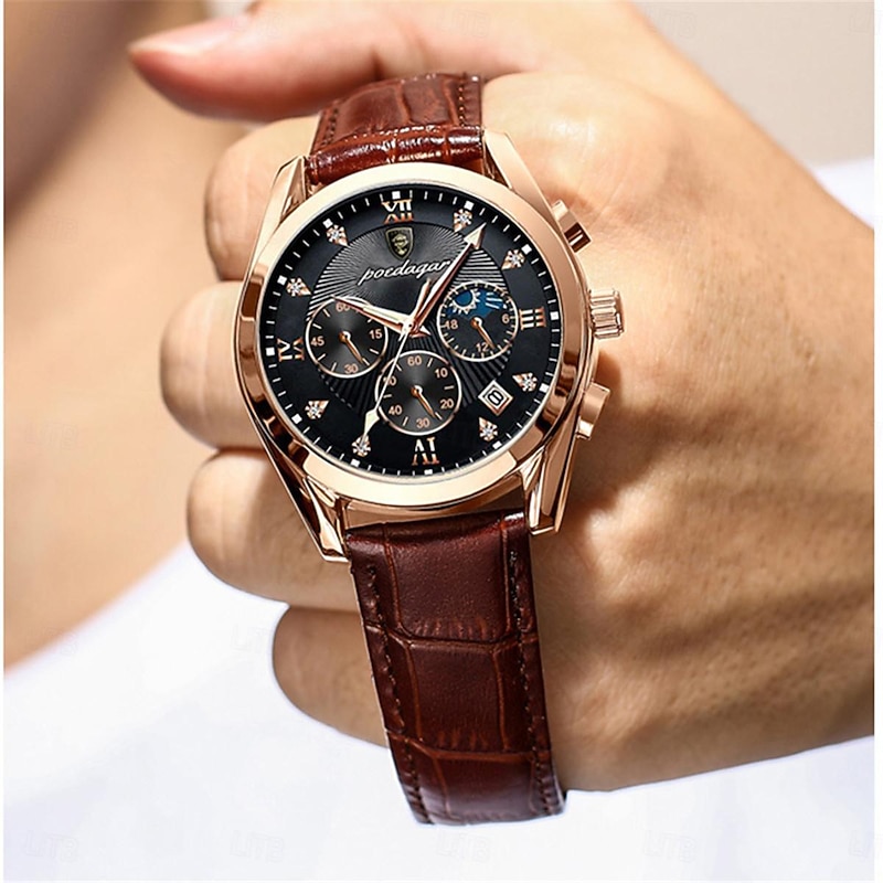 POEDAGAR Men Quartz Watch Fashion Casual Wristwatch Luminous Calendar Waterproof Decoration Steel Watch4