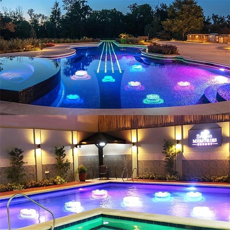 1/2/4 Pcs, Submersible LED Pool Lights with Infrared Sensor, Waterproof Underwater Pool Lights for Inground Pool ,Color Changing Underwater Lights for Ponds Battery Operated