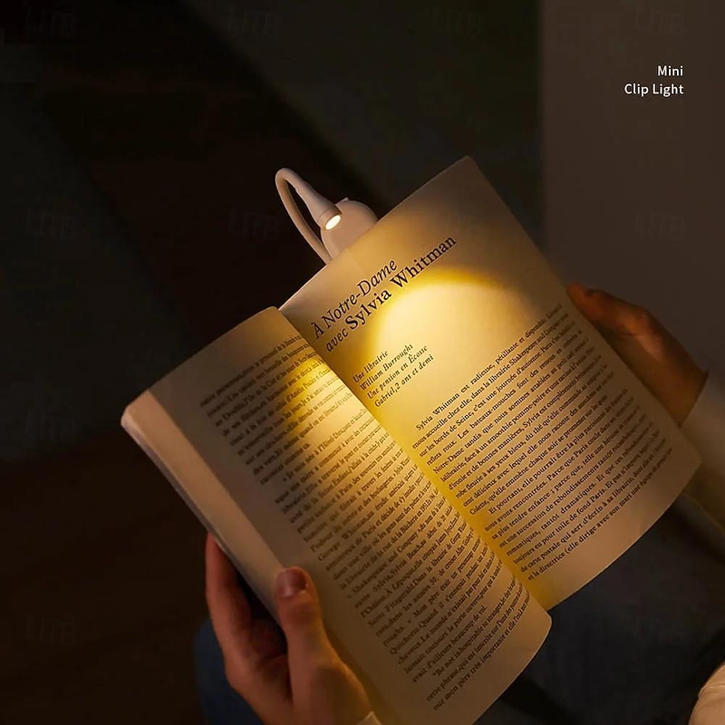 1/2pcs Mini Foldable Book Light, Eye Protection Reading Light Clip-on 360 Flip Study Lamp Rechargeable Battery Travel Bedroom Reading Lamp3