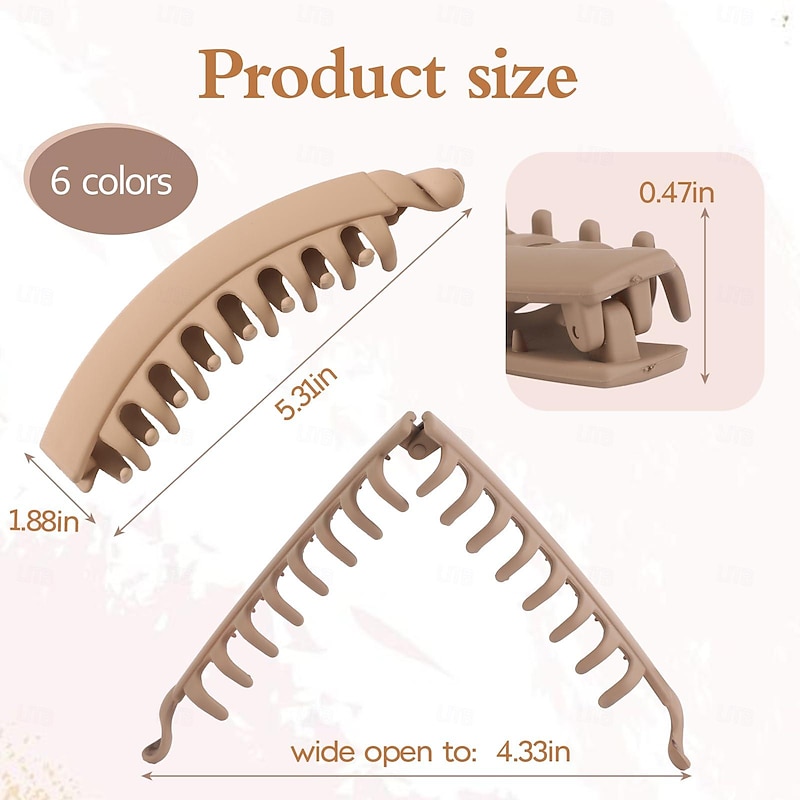 1PC Banana Hair Clips, Brown Banana Clips for Women Girls, Large Claw Clips for Thick Thin Hair, 5.3 In Hair Clips for Ponytail Holders, Women Hair Accessories Gifts2