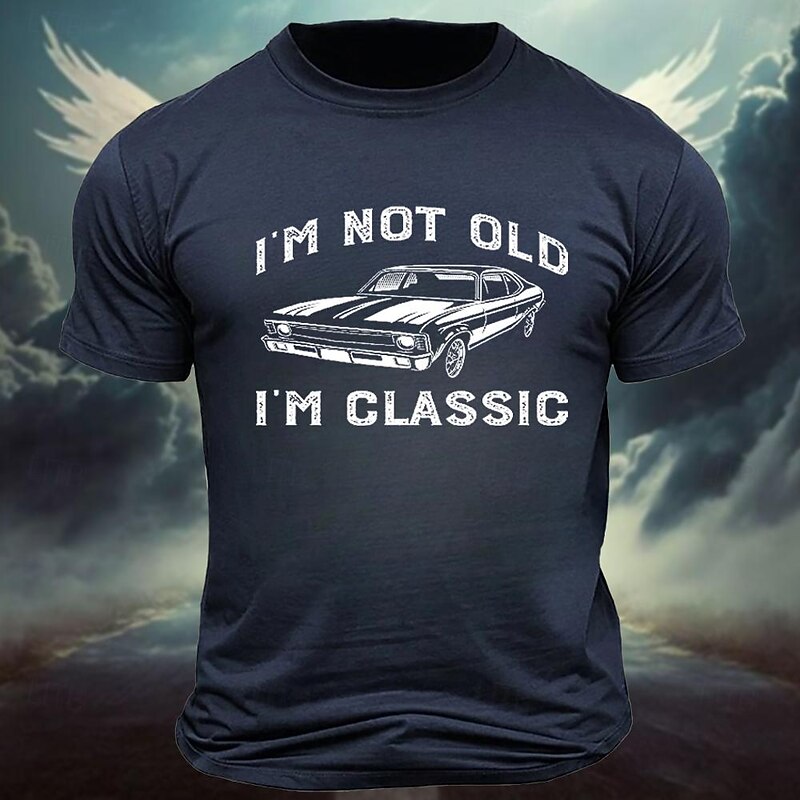 Men's Car Letter Classic Old Man T Shirt Tee Top 100% Cotton Short Sleeve Graphic Shirt Black Dark Grey Army Green Comfortable Tee Street Sports Outdoor Fashion Designer Clothing4