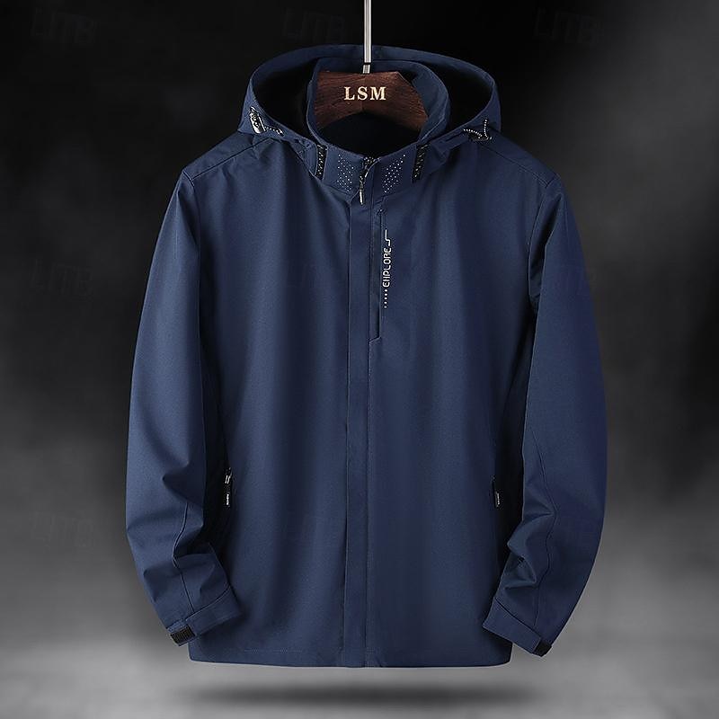 Men's Ski Jacket Outdoor Waterproof Windproof Hoodie Snow Coat Ski Coat Traveling Dark Grey Black White Navy Blue2