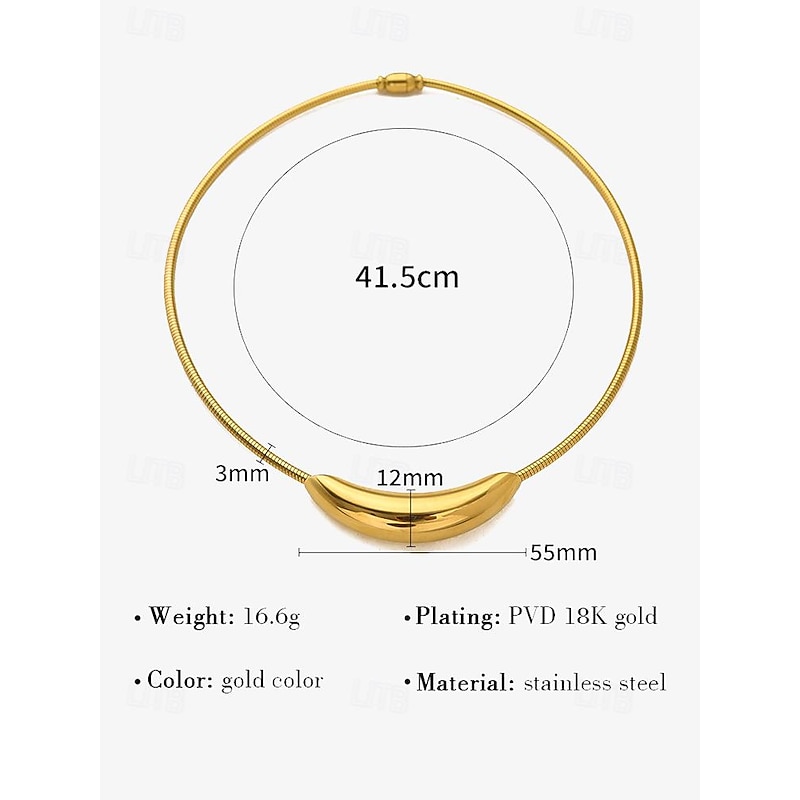 Women's Minimalist Gold-Tone Collar Necklace in Stainless Steel with Gold PVD Plating3