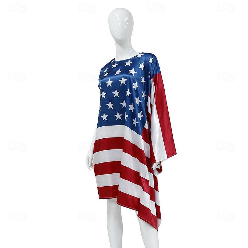 USA Flag Halloween 4th of July Costume Carnival Costume Funny Adults' Women's Carnival Independence Day / the Fourth of July July 4 Performance Party Easy Halloween Costumes Dress Up3