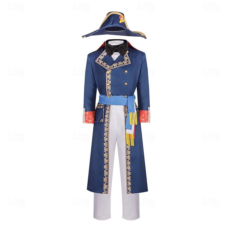 Retro Vintage Rococo Napoleonic era Coat Pants Outfits Napoleon Fancy Dress Men's Royal Halloween Carnival Masquerade Party / Evening Carnival of Venice Adults Cravat Coat Shirt3