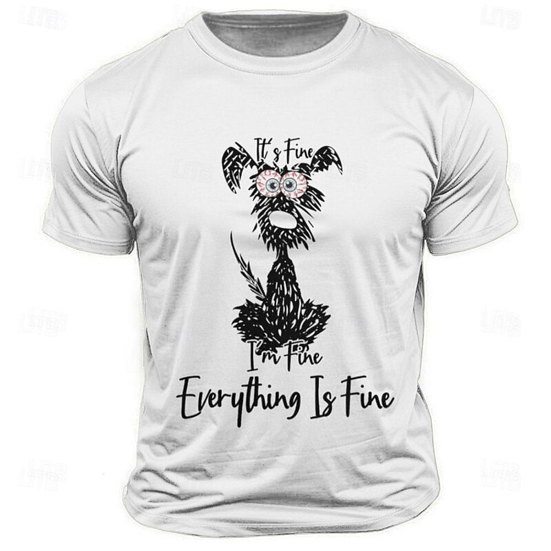 Men's T shirt Tee Top Cat Letter Printed Funny Crew Neck Clothing Apparel Short Sleeve Print Classic Casual2