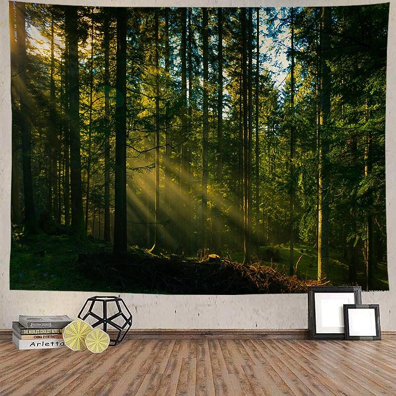 Nature Forest Beam Hanging Tapestry Wall Art Large Tapestry Mural Decor Photograph Backdrop Blanket Curtain Home Bedroom Living Room Decoration