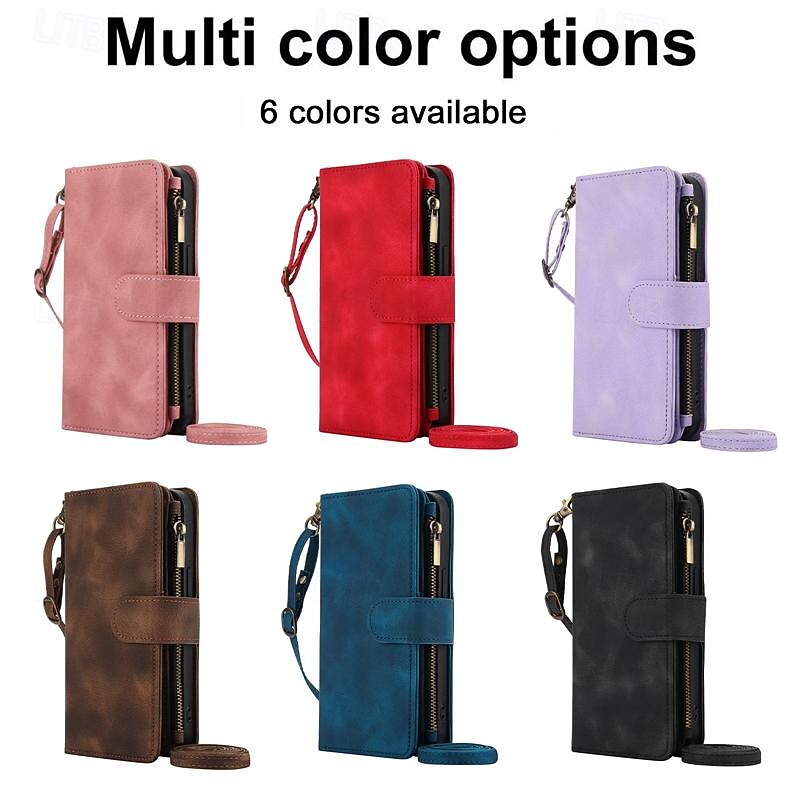 Phone Case For iPhone 17 Pro Max 17 Air 16 15 14 Pro Max Plus 13 12 11 Pro Max Mini Wallet Case with Stand Holder Zipper Full Body Protective Retro TPU PU Leather