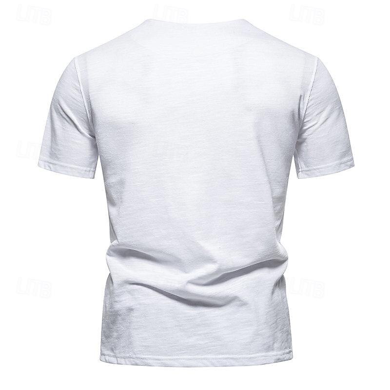 Men's Button T Shirt T Shirt Tee Short Sleeve Shirt Short Sleeve Crew Neck Spring & Summer Plain Fashion Designer Basic Buttons Vacation Street Going out Wine Black White Top Tee for Men3