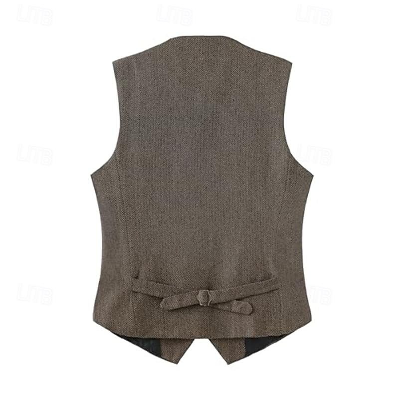 Retro Vintage Roaring 20s 1920s Outfits Waistcoat Accessories Set Gentleman Gangster Fancy Dress Men's Carnival Costume 5 PCS Christmas Halloween Carnival Masquerade Cocktail Party Theme Party Adults'3