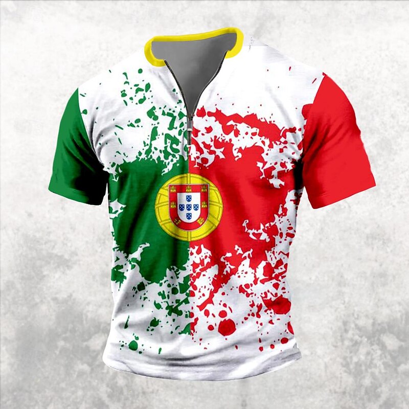 EURO Football Portugal Casual Men's 3D Print T shirt Tee Daily T shirt White Short Sleeve Shirt Spring & Summer Clothing Apparel S M L XL XXL 3XL