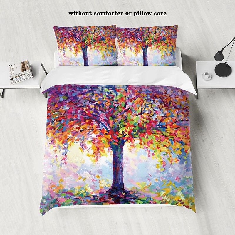 Van Gogh Oil Painting Tree 3-Piece Duvet Cover Set for Summer Soft Skin Friendly Long Lasting for Hotel Bedroom Guest Room Bedding Comfy Set3