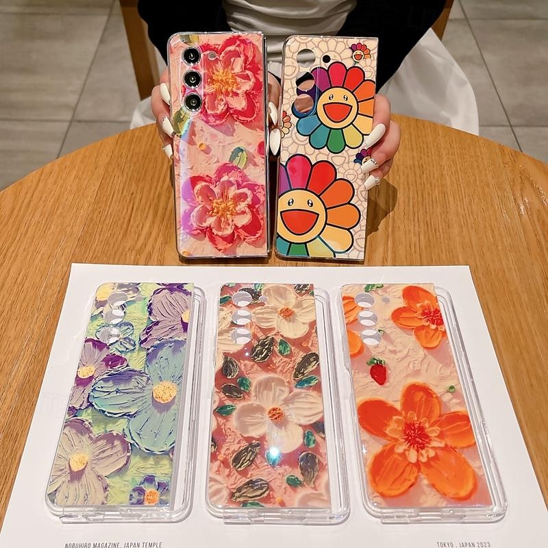 Phone Case For Samsung Galaxy Z Fold 6 Z Fold 5 Z Fold 4 Z Fold 3 Back Cover Ultra Thin Shockproof Flower Floral TPU