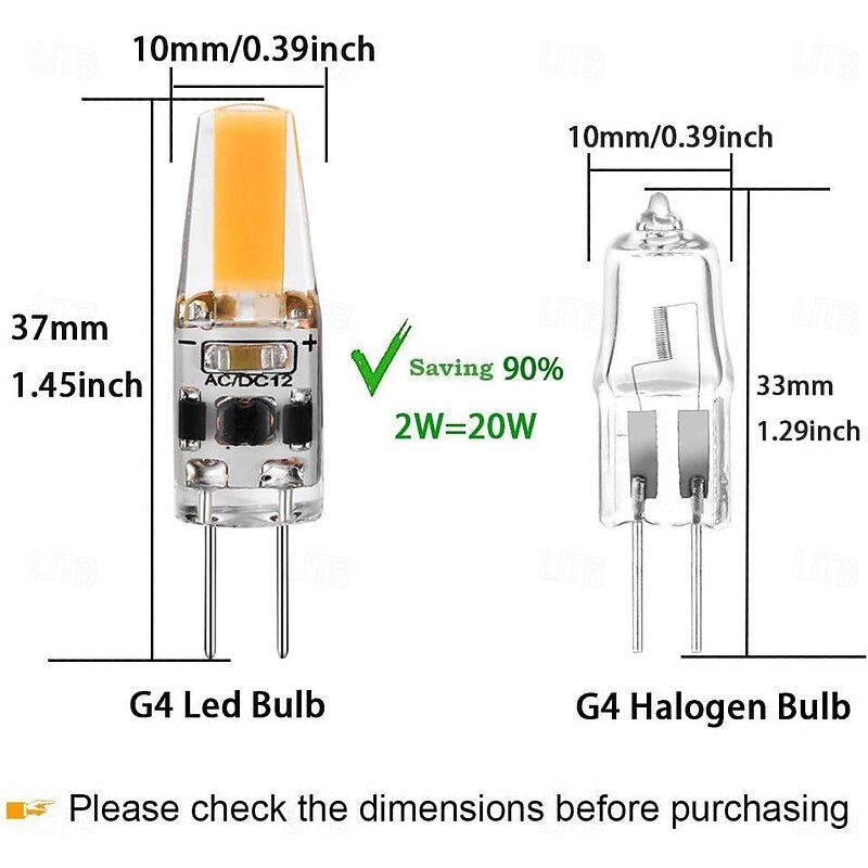 10pcs G4 LED Bi-pin Bulbs 2W Equivalent to 20W T3 JC Type Bi-Pin G4 Base Halogen Bulb AC/DC 12V Daylight White 6000K G4 Bulb for Under Cabinet Light Ceiling Light RV Boats Outdoor Landscape Lighting4