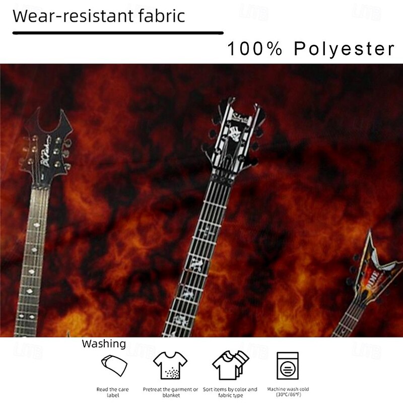 Men's Gothic Horror Guitar T Shirt Short Sleeve T shirt 3D Print Crew Neck Shirt Fashion Street Red Summer Spring Clothing Apparel S M L XL XXL XXXL3