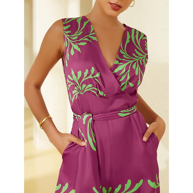 Satin Plant Print Jumpsuit2