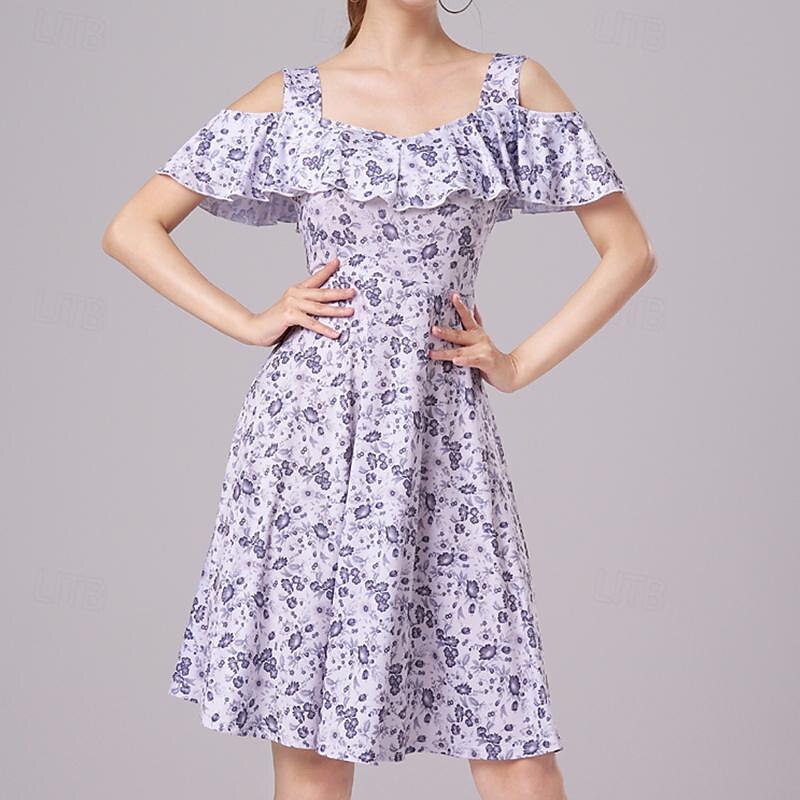 Latin Salsa Dance Dress Cinch Cord Women's Performance Daily Wear Short Sleeve Crystal Cotton Ice Silk