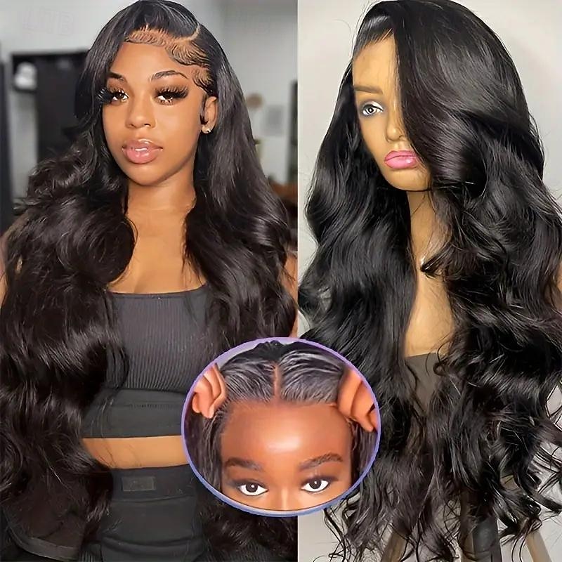 Natural Color 13 x 4 Front Lace Wig Cut Lace With Bleached Knots Body Wave Human Hair Wig 180% Density2