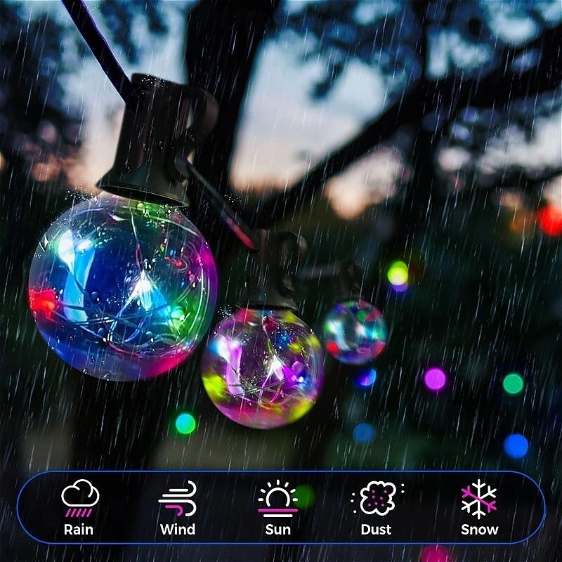G40 Solar String Lights, Outdoor Waterproof Colorful String Light with Remote Control for Christmas Courtyard Garden Wedding Festival Decoration Light String3