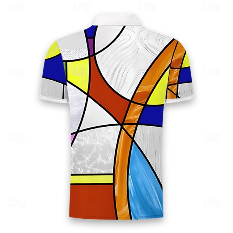 Men's Graphic Zip Polo Shirts Golf Shirt Short Sleeve Polo Shirts Collared Shirts Casual Vacation Wear Rave Wear Party Outfits 3D Print Quarter Zip Polo Summer Spring White2