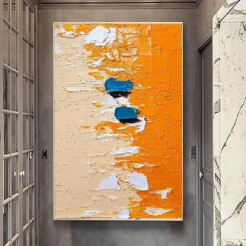 Oil Painting Hand Painted pattle knife painting  on Canvas handmade Gentle Orange Beige Abstract painting Thick Textured Strokes Impasto Modern Wall Art Decoration4