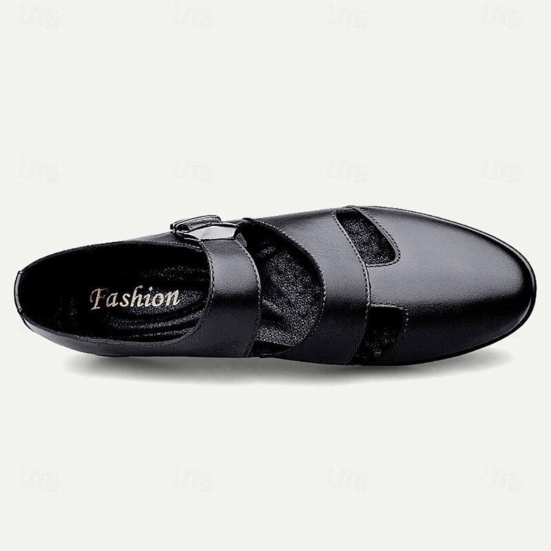 Men's Black Leather Fisherman Sandals - Comfortable Closed-Toe Dress Shoes with Buckle for Formal and Casual Occasions4