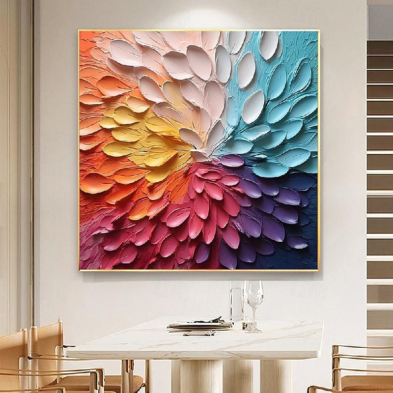 Original Textured Flower Oil Painting On Canvas Large Wall Art Abstract Minimalist Art Custom Painting Colorful Wall Decor Living Room Art