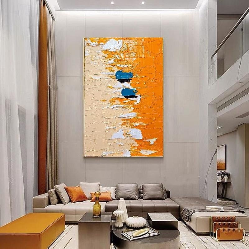 Oil Painting Hand Painted pattle knife painting  on Canvas handmade Gentle Orange Beige Abstract painting Thick Textured Strokes Impasto Modern Wall Art Decoration3