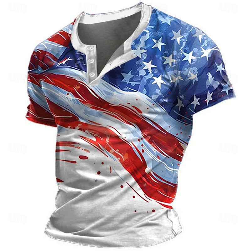 Men's 4th of July Patriotic Shirts American US Flag Designer Men's 3D Print T shirt Tee Henley Shirt Casual Daily T shirt White 1 White 2 Short Sleeve Henley Shirt Summer Clothing Apparel S M L XL XXL4