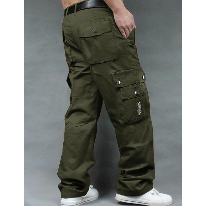 Men's Cargo Pants Cargo Trousers Combat Trousers Work Pants Pocket Plain Comfort Breathable Outdoor Daily Going out Fashion Casual Black Green3