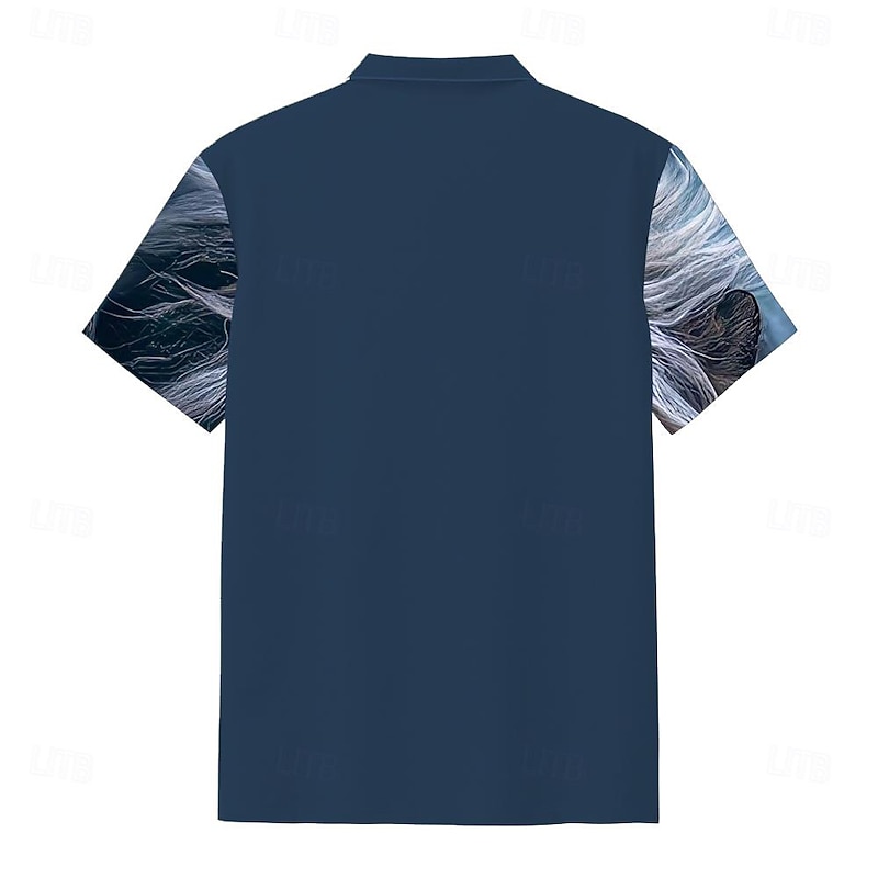 Men's Golf Shirt Short Sleeve Polo Shirts Collared Shirts Funny Streetwear Vacation Wear Party Outfits Buttons 3D Print Summer Spring Blue Purple Green2