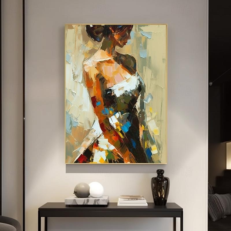 Abstract Textured Lady oil painting hand painted Figurative Dancing girl painting wall art Extra large nude girl painting Impressionism texture girl oil painting  home Decorative wall art Oil painting2