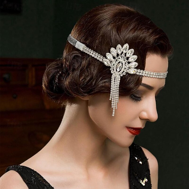 Head Jewelry Flapper Headband Retro Vintage Rhinestone Alloy For The Great Gatsby Cosplay Carnival Women's Costume Jewelry Fashion Jewelry