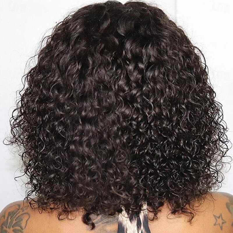 Remy Human Hair 13x4 Lace Front Wig Free Part With Bangs Malaysian Hair Kinky Curly Black Burgundy Dark Brown Wig 150% Density with Baby Hair Glueless Pre-Plucked For wigs for black women Long Human3