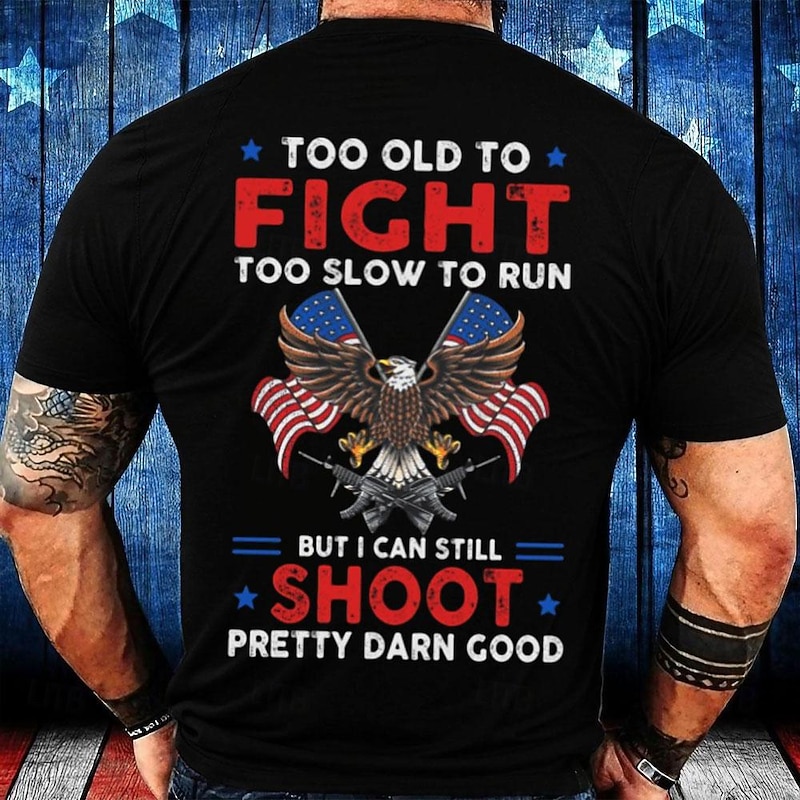 Veterans Day Men's Patriot Patriotic Veteran Flag Letter American US Flag Eagle T shirt Tee Top Short Sleeve T shirt Crew Neck Shirt Sports Classic Casual Street Sports Outdoor Black Army Green Dark