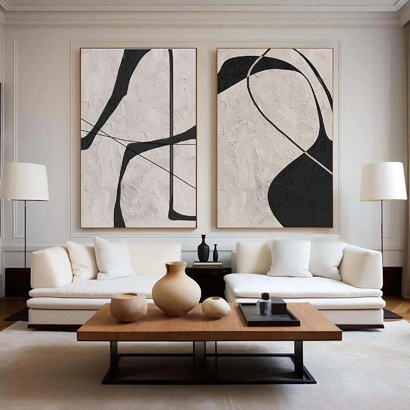 painting handmade Black and White abstract oil painting hand painted  Wabi Sabi Abstract painting Wall Art Artwork Modern Abstract Oil Painting Geometric painting Wall Art for Home
