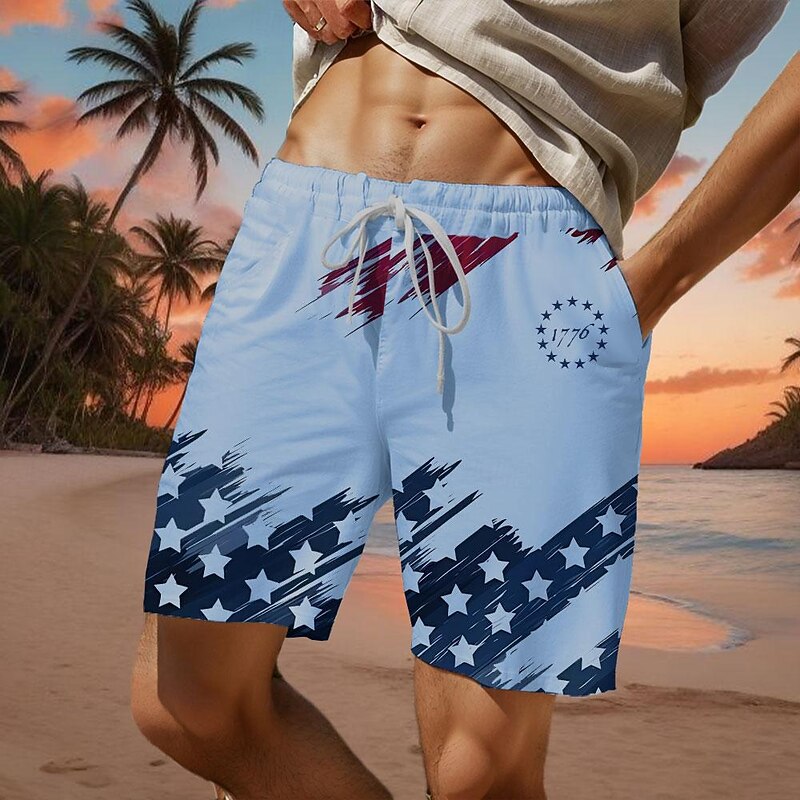 Men's Flag American Flag National Flag Swim Shorts Board Shorts Swimming Trunks Mid Waist Fashion Streetwear Designer Casual Daily Holiday Pocket Drawstring Elastic Waist Designer Clothing Apparel4