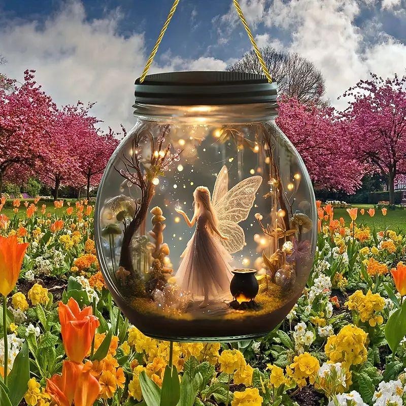 Elf-Themed Agate Shaped Light Catcher - Multifunctional Fairy Princess Plaque for Bedroom, Living Room, Kitchen, Door, Window, Garden Decoration3