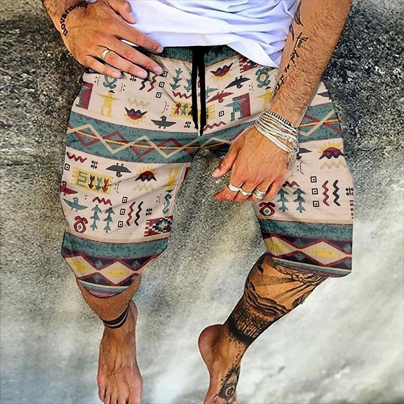 Men's Shorts Summer Shorts Beach Shorts Elastic Waist Print Graphic Prints Outdoor Knee Length Daily Beach Hawaiian Designer 1 2 Micro-elastic4