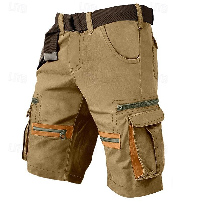 Men's Cargo Shorts Shorts Casual Shorts Multi Pocket Straight Leg Fake Zipper Pocket Plain Comfort Knee Length Casual Daily Holiday Fashion Streetwear Black Green Micro-elastic4