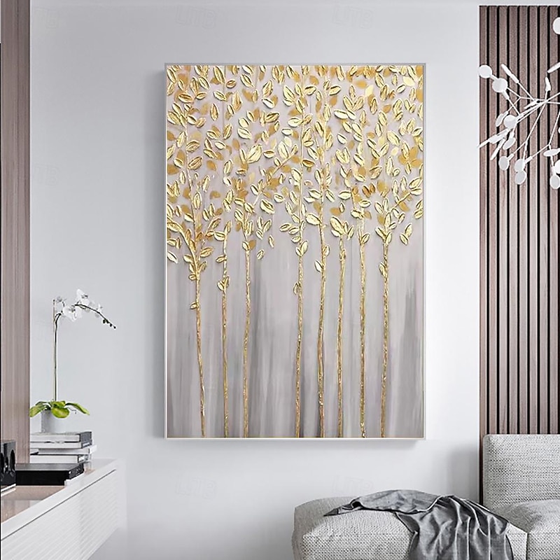 Handmade Oil Paintings Canvas Wall Art Decoration Modern Abstract Gold Leaf for Home Decor Rolled Frameless Unstretched Painting4