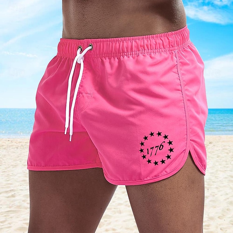 Men's Board Shorts Swim Shorts Swim Trunks Drawstring Elastic Waist Star Comfort Quick Dry Short Holiday Beach Weekend Fashion Casual Black Yellow Micro-elastic3