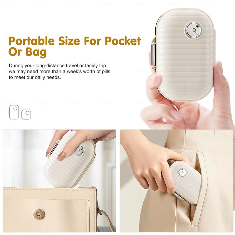 Portable Travel Pill Storage Box with 7 Labeled Compartments - Small Medicine Organizer for Pocket or Wallet, Daily Vitamin and Supplement Holder3